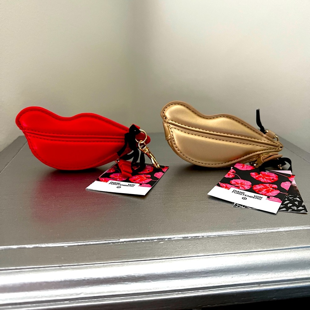 Diane von Furstenberg x Target lip coin purses set of two gold and red